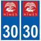 30 Nîmes logo ville autocollant plaque stickers