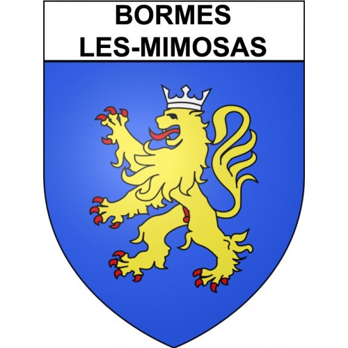 Pegatinas escudo de armas de Bormes-les-Mimosas adhesivo de la etiqueta engomada