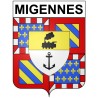 Pegatinas escudo de armas de Migennes adhesivo de la etiqueta engomada