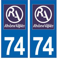 Autocollant immatriculation 74 - Nouveau logo Rhône Alpes