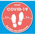 Garder vos distances 1 mètre logo 1 autocollant sticker stop virus covid