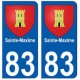 83 Sainte-Maxime autocollant plaque immatriculation ville