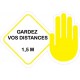 Garder vos distances 1 mètre logo 1 autocollant sticker stop virus covid