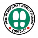 Respecter garder 1 mètre de distances les personnes logo 4 autocollant sticker stop virus coronavirus covid