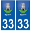 33 Biganos wappen stadt sticker aufkleber platte