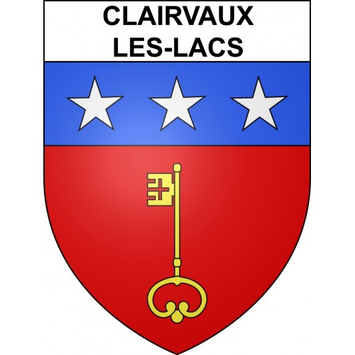 Pegatinas escudo de armas de Clairvaux-les-Lacs adhesivo de la etiqueta engomada