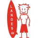 Surfeur landes homme autocollant sticker adhesif