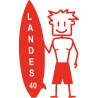 Surfeur landes homme autocollant sticker adhesif