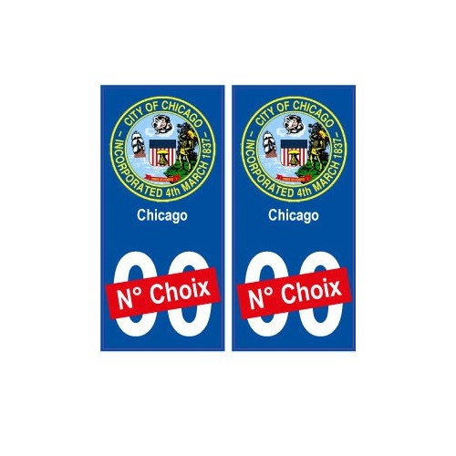 Chicago USA ville Autocollant plaque immatriculation auto sticker numéro au choix sticker city