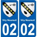 02 Viry-Noureuil ville autocollant plaque sticker