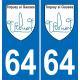 64 Febus Toquey blason autocollant plaque immatriculation auto ville sticker6443