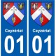 01 Ceyzériat ville autocollant plaque sticker