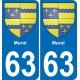 63 Murol blason autocollant plaque stickers ville