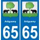 65 Artiguemy autocollant sticker plaque immatriculation auto ville