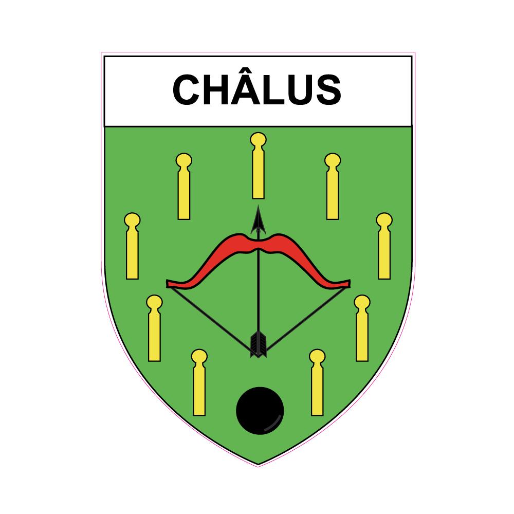 Châlus 87 ville sticker blason écusson autocollant adhésif