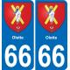 66 Olette autocollant sticker plaque immatriculation auto ville