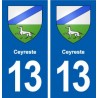 13 Ceyreste escudo de armas de la ciudad de etiqueta, placa de la etiqueta engomada