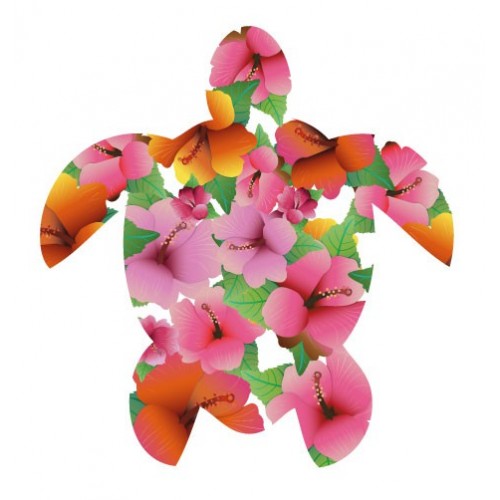 Tortue hibiscus couleur autocollant stickers