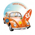 Voiture coccinelle surf fleur logo2 autocollant adhésif