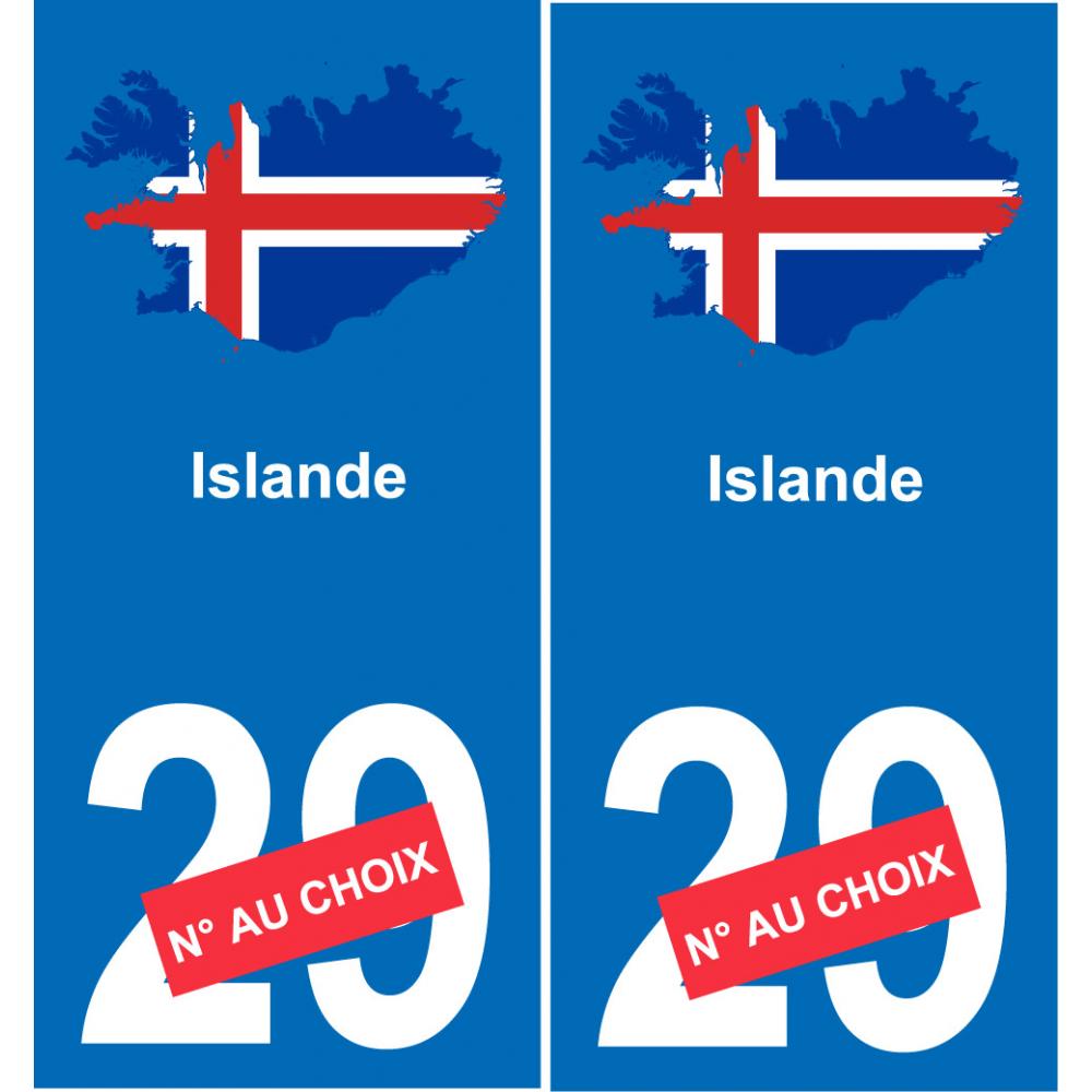 islande carte drapeau autocollant sticker plaque immatriculation auto voiture département