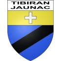 Pegatinas escudo de armas de Tibiran-Jaunac adhesivo de la etiqueta engomada