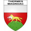 Pegatinas escudo de armas de Thermes-Magnoac adhesivo de la etiqueta engomada