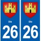 26 Die blason autocollant plaque stickers ville