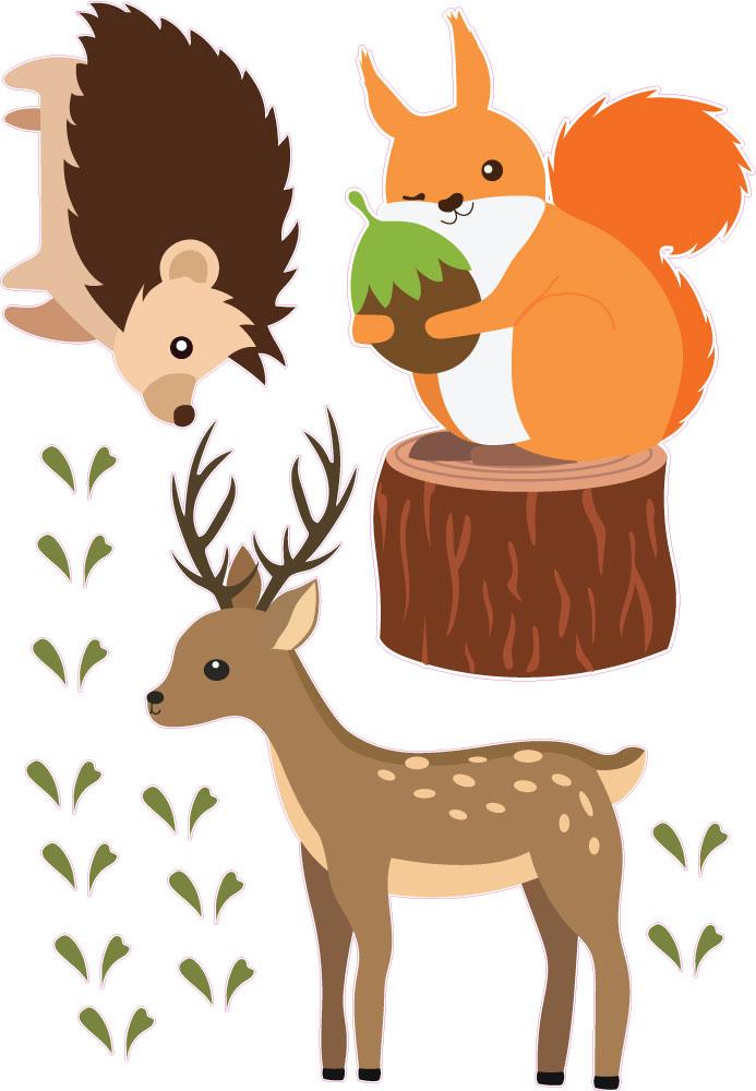 Ensemble de stickers muraux animaux de la forêt Stickers muraux