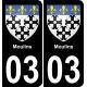 03 Moulins autocollant sticker plaque immatriculation auto ville