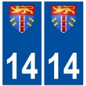 Autocollant plaque immatriculation 14 Calvados Deauville blason stickers