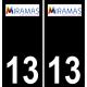 13 Miramas logo sticker plate registration city black background
