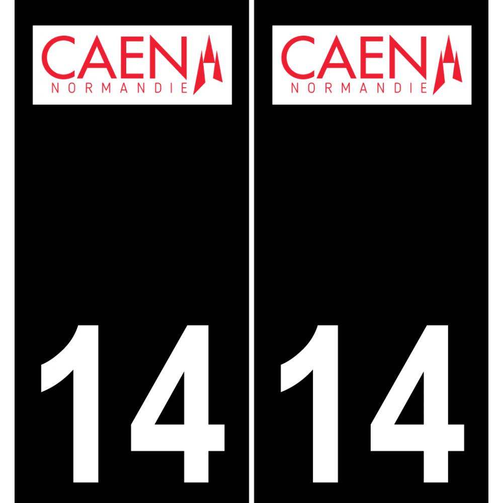 14 Caen-logo aufkleber plakette ez stadt schwarzer Hintergrund