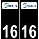 16 Soyaux-logo aufkleber plakette ez stadt schwarzer Hintergrund