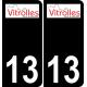 13 Vitrolles logo autocollant plaque immatriculation auto ville sticker fond noir