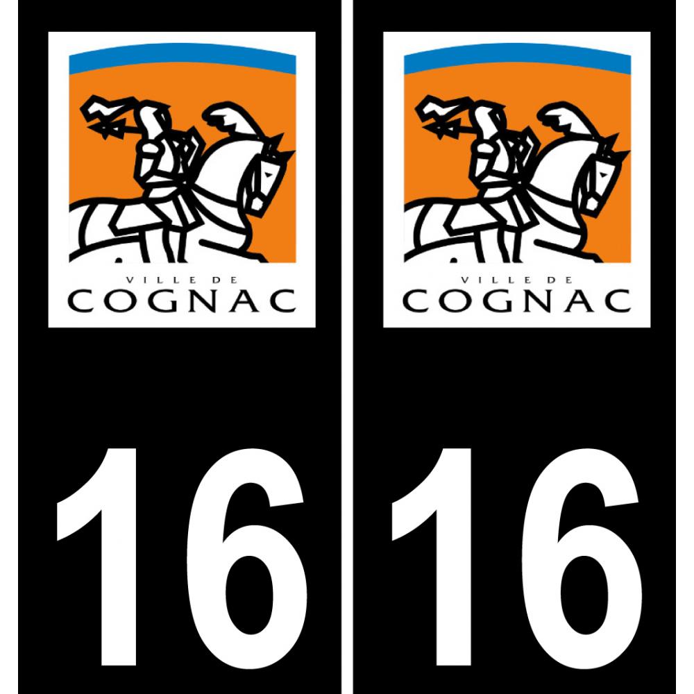 16 Cognac-logo aufkleber plakette ez stadt schwarzer Hintergrund