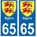 65 Bigorre blason autocollant plaque