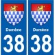 38 Domène blason autocollant plaque ville