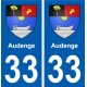 33 Audenge blason ville autocollant plaque stickers