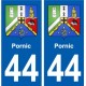 44 Pornic blason ville autocollant plaque stickers