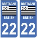 22 Côtes d'Armor autocollant plaque sticker plaque auto bretagne