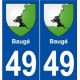 49 Baugé blason autocollant plaque stickers ville