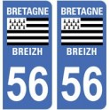 56 Morbihan Breizh autocollant département sticker plaque Bretagne immatriculation