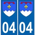 04 Alpes de Haute Provence autocollant plaque blason armoiries stickers