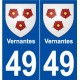 49 Vernantes blason autocollant plaque stickers ville