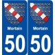 50 Mortain blason autocollant plaque stickers ville