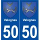 50 Valognes blason autocollant plaque stickers ville