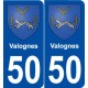 50 Valognes blason autocollant plaque stickers ville