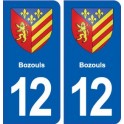 12 Bozouls blason ville autocollant plaque sticker