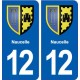 12 Naucelle blason ville autocollant plaque sticker