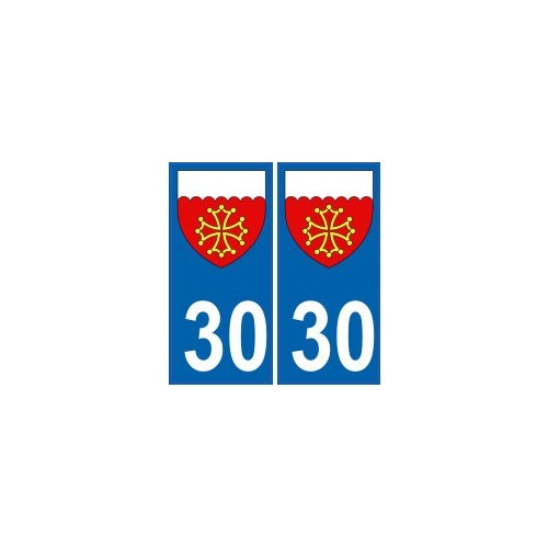 30 Gard - Département  Autocollant plaque immatriculation